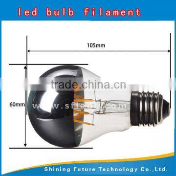 shadowless led bulb dimmable mirror silver cover A60 2w 4W 5W 6W 8W filament edison bulb                        
                                                Quality Choice