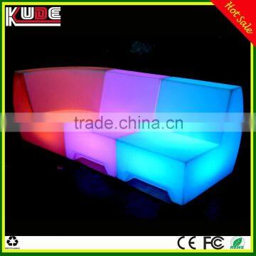Outdoor Plastic Light up LED Sectional Sofa Used in Bar Nightclub