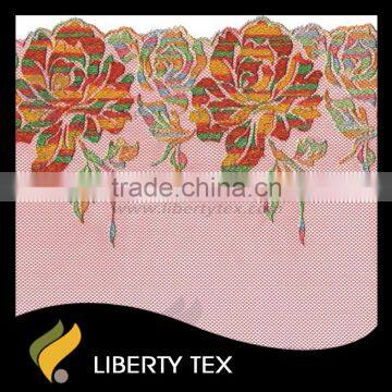 Amazing Vivid Rose Multi-Color Embroidery Swiss Lace Fabric Textile