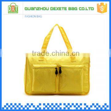 Women small tote waterproof polyester yellow travel bag 600d