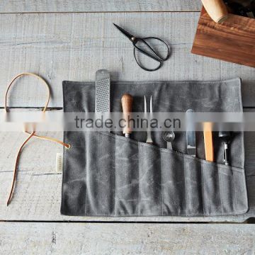 Durable waxed canvas tool roll bag