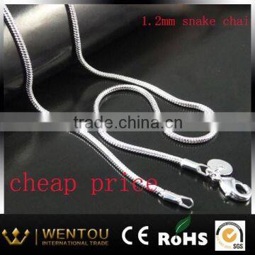 1.2MM cheap sell snake chain necklace 925 silver jewelry