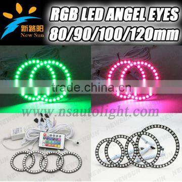 4pcs*120mm with rgb led controller one set rgb angel eyes 12v 5050SMD 10000K super bright halo ring led lights