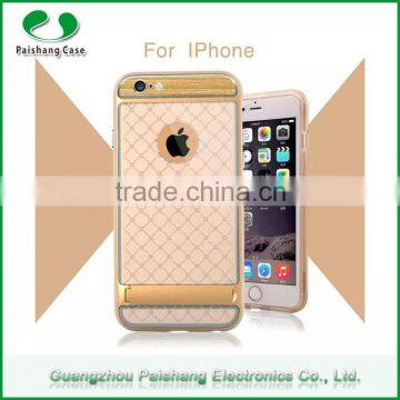 Wholesale Mobile Phone Bags & Cases	2 in 1 TPU+PET with matel kickstand stand function for Apple iPhone 6 / plus