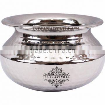 IndianArtVilla Stainless Steel Handmade Hammered Punjabi Handi 650 ML - Serving Dishes Indian Foods Home Hotel Restaurant Table