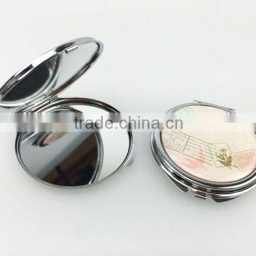 Hot sale round epoxy sticker metal round pocket mirror for promotion gifts