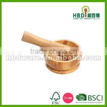 Custom Bamboo Garlic Pot and Tool,wood Mortar Pestle