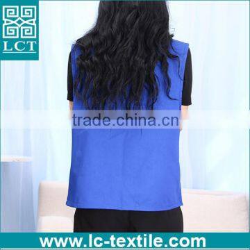 Solid Blue Colored 100% Cotton Womens Work Vest With Embroidery photo-3