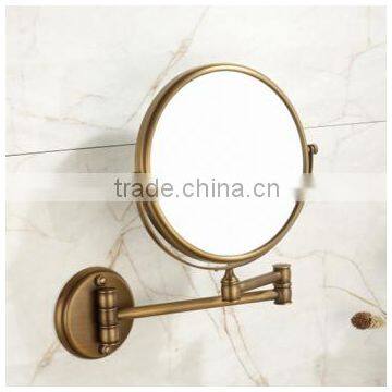 2014 new design round style wall mounted antique bronze double face bath mirror