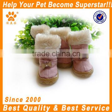 JML 2014 Hot selling custom PU leather boot pink/brown neoprene winter pet shoes