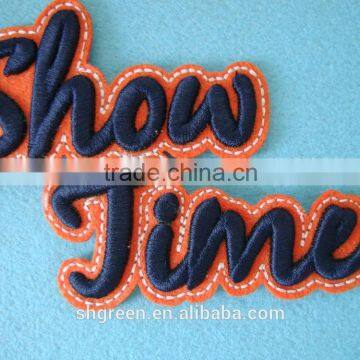 Laser cut iron on embroidery patch with 3D embossed letters