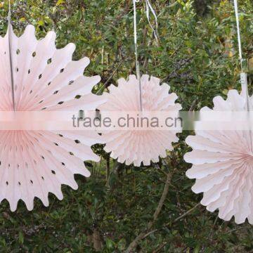 YiWu Wholesale PartySupplier 8", 12", 16" diameter light pink tissue paper fans graduation mint nursery mobile classroom