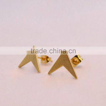 Trendy Unique 14K Gold Triangle Shaped Earrings