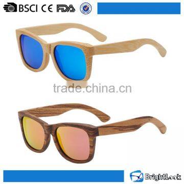 2016 Newest model blue mirror lens true color wood sunglasses polarized
