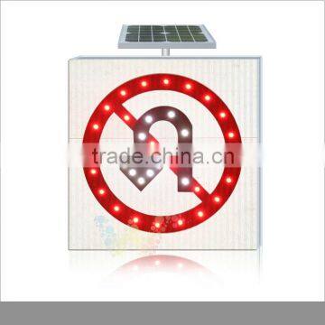 Road safety Aluminum no U turning traffic solar warning traffic sign