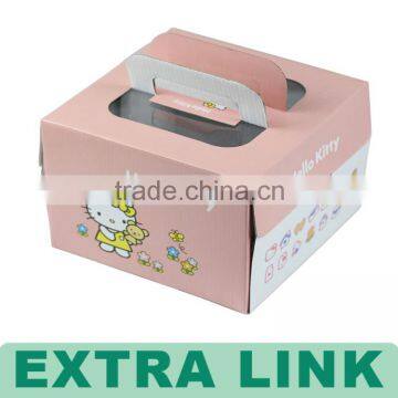 Square cake box with handle , paper packing box for food