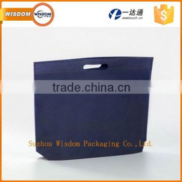 custom blue non-woven bag with die cut handle