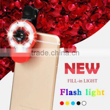 Universal Clip-On Selfie LED Light With Colored Filters And Camera Lens Kit For Smart Phones Tablets