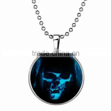 Halloween gift for women men children silver chian Terrorist skeleton photo glowing in the dark necklace clip pendant jewelry