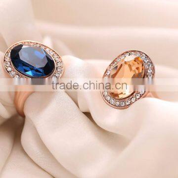 18K Gold Color Rings With Blue Gemstone 3gram Gold Ring photo-3