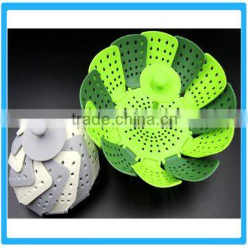 Popular Silicone Steaming Basket,Folding Steam Basket Microwave Oven Safe, Kitchen Tool