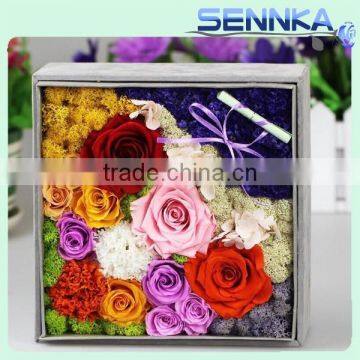 11pcs rose,2pcs carnation custom gift boxes for Preserved flowers marriage decoration