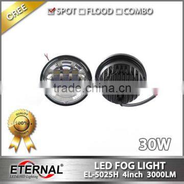 4.5" 30W Universal Harley Motorcycle Auxiliary LED Fog Light Chrome Black Base Spot Driving Lamp photo-3
