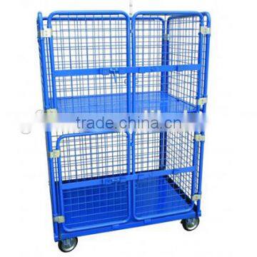 storage cage goods carrying trolley with 4 swivel wheels