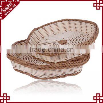 Unique hexagon shape PE wicker food basket tray wholesale basket handmade