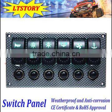 6 Gang thermals overload protector rocker switch panel