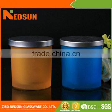 China factory supply Smooth wholesale frosted glass candle jar with lid