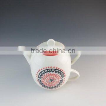 2015 New AB Grade Factory 2 Pcs Ceramic Teapot With Cup Set Embossing Microwave Safe photo-4