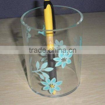 Round Customized Pen Holder/clear Acrylic Wall-mounted Pen Holder/Custom Acrylic Products