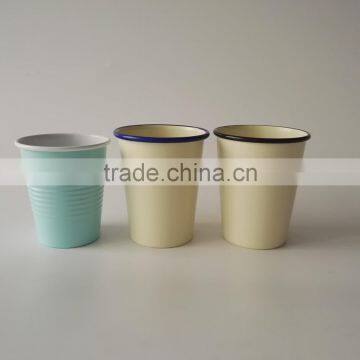 330ml Tea Coffee Milk Metal Enamel Coated Cup With Rim Steel Mug Glass photo-4