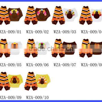 Brown Yellow Orange White Stripe Leg Warmers Baby Girl Leg Warmers Socks With Bows photo-5