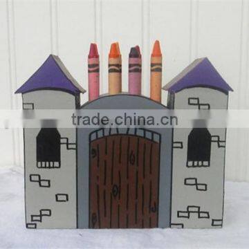 Hot sell wooden Castle Pencil Holder Crayon Holder Princess Party favors made in China