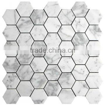 MM-CV254 Ecofriendly interior design natural stone white marble hexagon shape stone mosaics