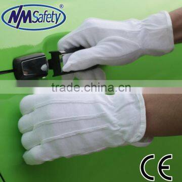 NMSAFETY 100% bleached cotton interlock liner with mini pvc dots cloth glove