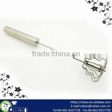 New Design Stainless Steel Rotating Whisk,Roating Egg Beater CK-EB038