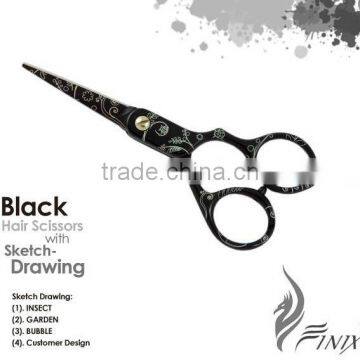 Zinc-Alloy Handled Customized Engraved Pattern Tattoo of Hair Scissors