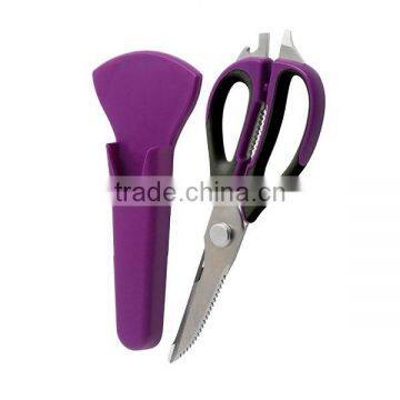 Stainless Steel Plastic Multi-function Kitchen Scissors Chicken Bone Scissor With Magnetic Holder Cover photo-2