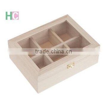 Hot selling glass lid wooden tea box wood craft