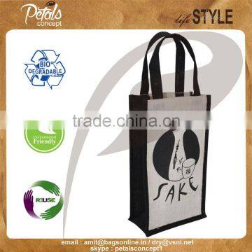 Two Bottle Jute Bag With Partition for Wine photo-2