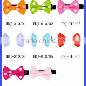 White Polka Dots Print Hair Bow Candy Colors Girls Hair Bow Clips Grosgrain Ribbon Bows With Metal Hair Clips