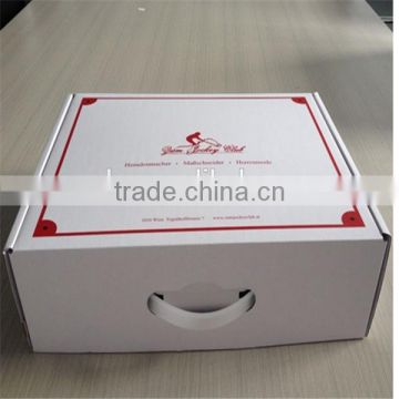 2015 Newest Boxes Strong Corrugated Shipping Boxes With Handle ,White Mailing Boxes For Man's Suit Gift Packing