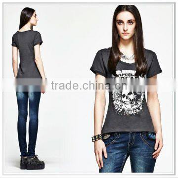 fashion digital printing custom fit T-shirt for young ladies