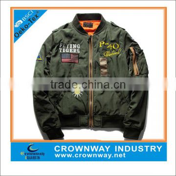 cotton embroidered winter denim satin bomber jacket wholesale for men