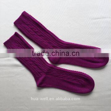 factory price cashmere cable knit socks, cashmere socks cable knit