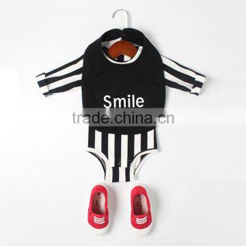 Sweet New Born Baby Gift Set Black White Striped Baby Romper Set photo-2