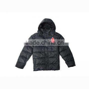 Fashion style children lightweight stuffing black down jackets with hoodies